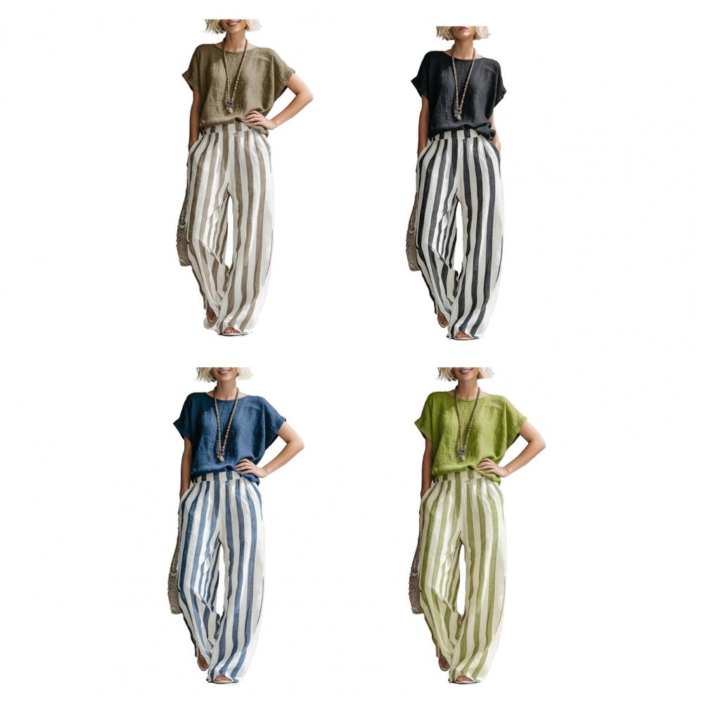 Linen Pant Wide - Casual Cotton Linen 2 Piece Set