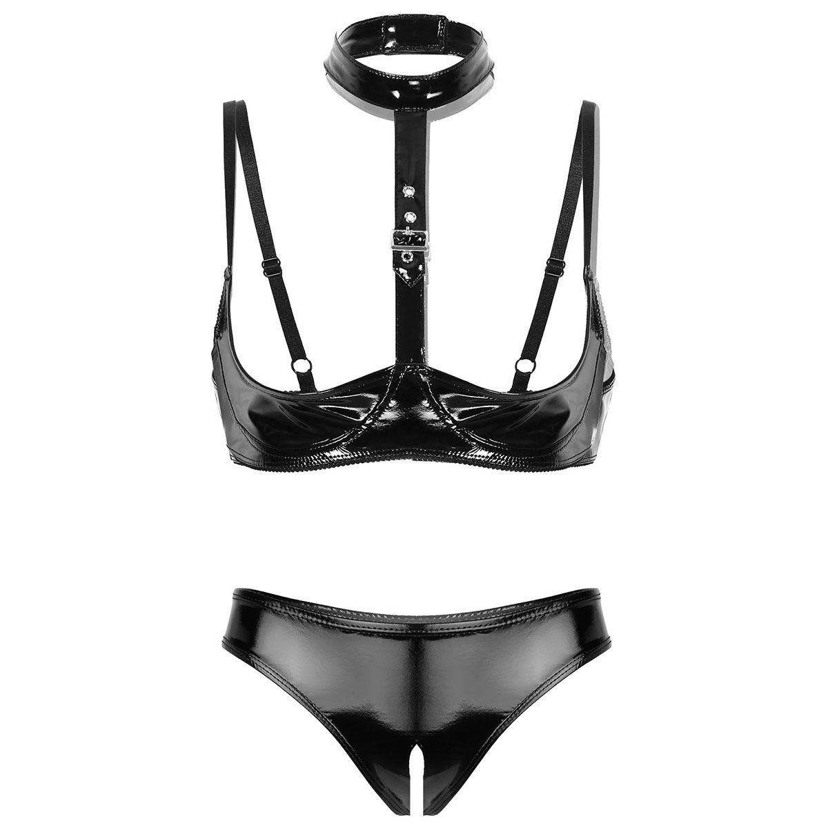 Womens Patent Leather Lingerie – Bralette Triangle Set Bewertung und Preis