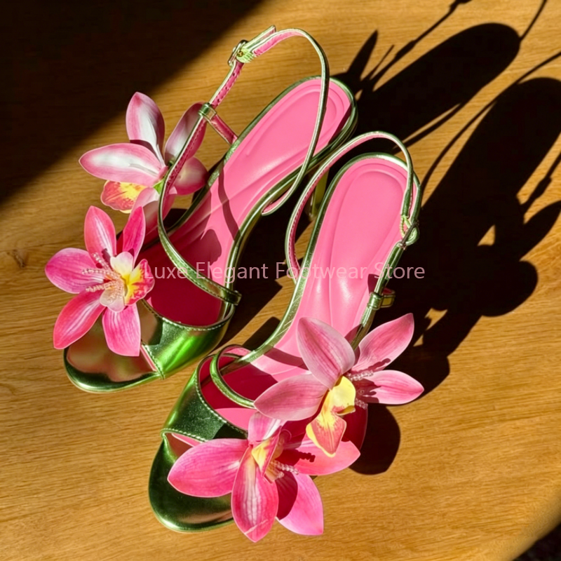 Red Flower Decor Back Strap Ho – Sandal Strappy Heeled Bewertung und Preis