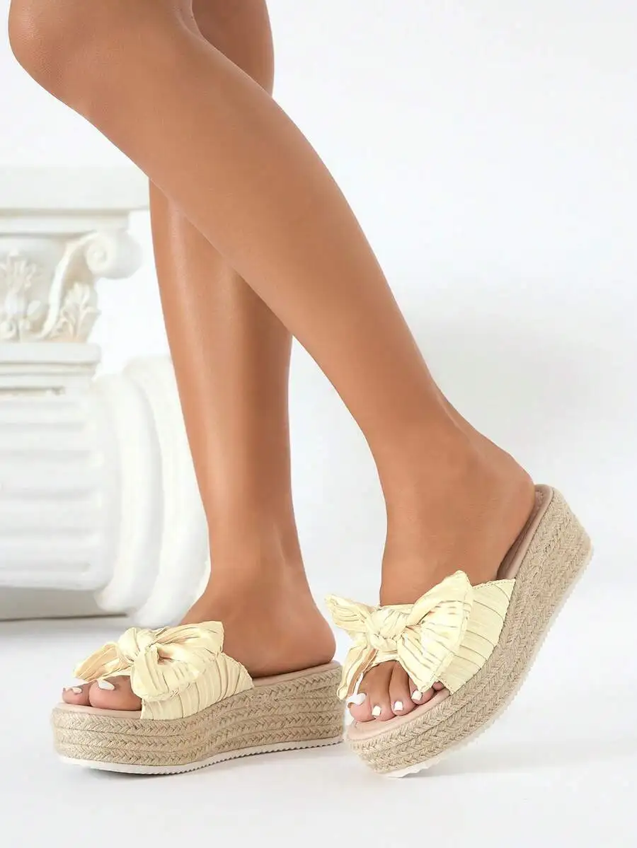 Pleated Satin Bow Espadrille P – Wedge Espadrille Women Bewertung und Preis
