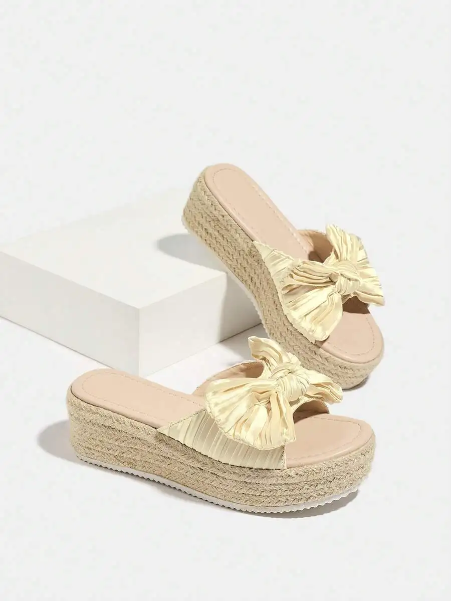 Pleated Satin Bow Espadrille P – Wedge Espadrille Women Bewertung und Preis
