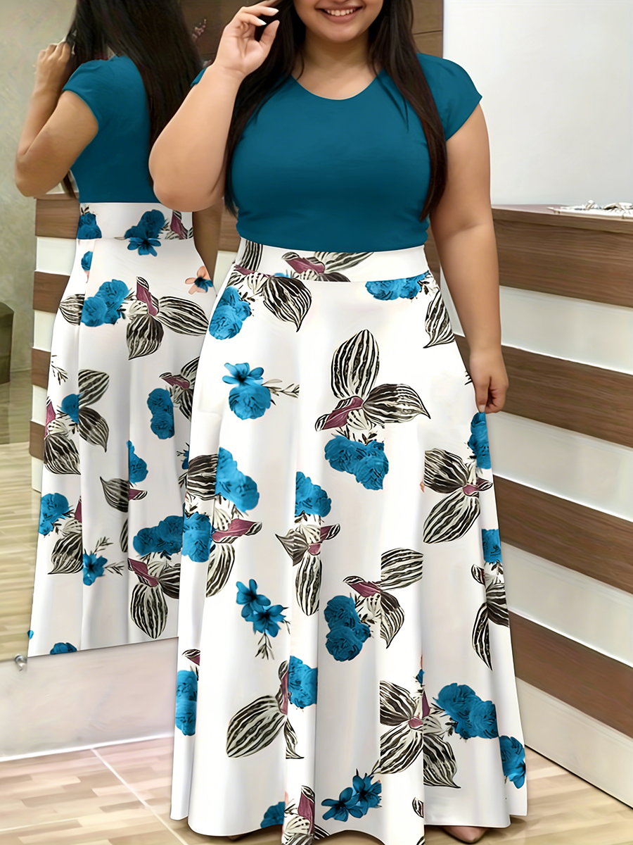 Plus Size Women's Dress Crew N – Romper Floral Print Bewertung und Preis