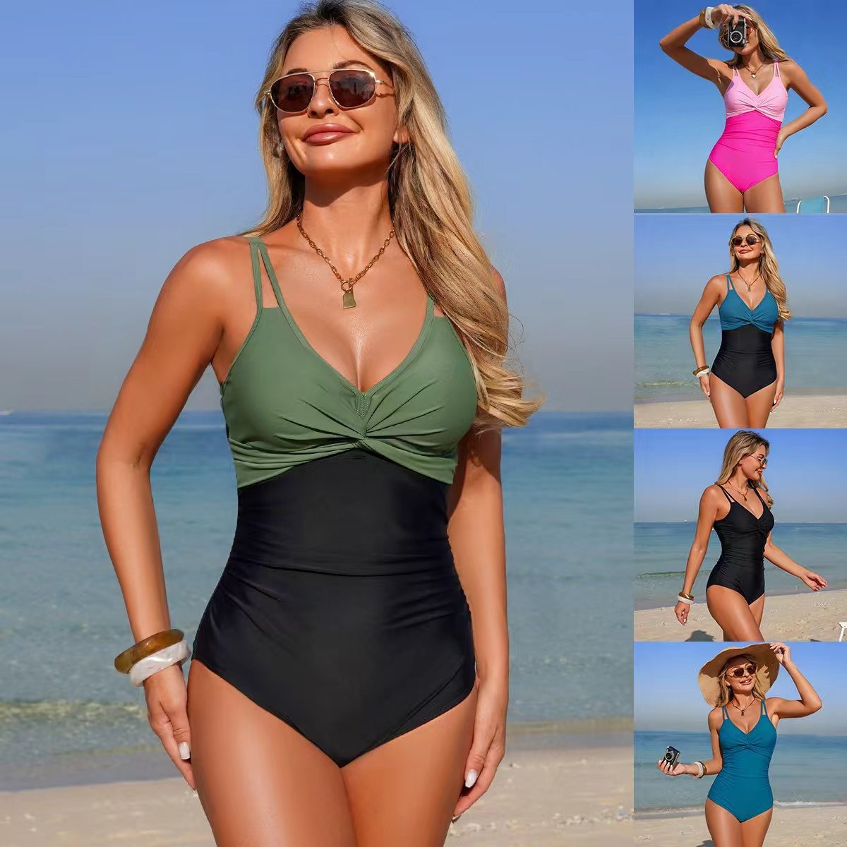 V Neck Twist Front One Piece S – Swimsuit Bikini Ruched Bewertung und Preis