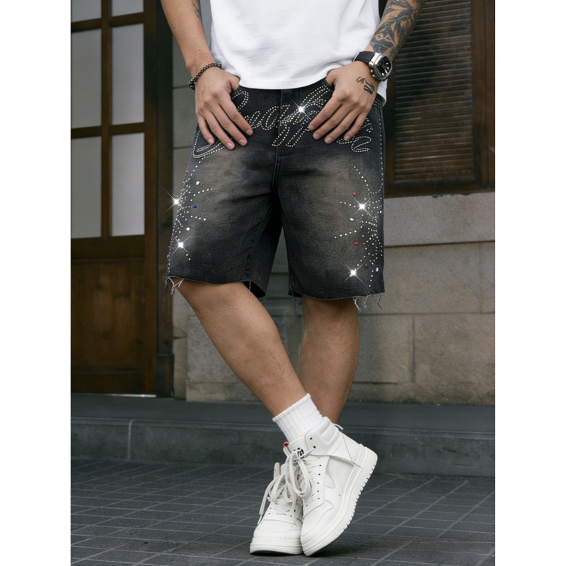 American Streetwear Men's Non- – Shorts Denim Frayed Bewertung und Preis