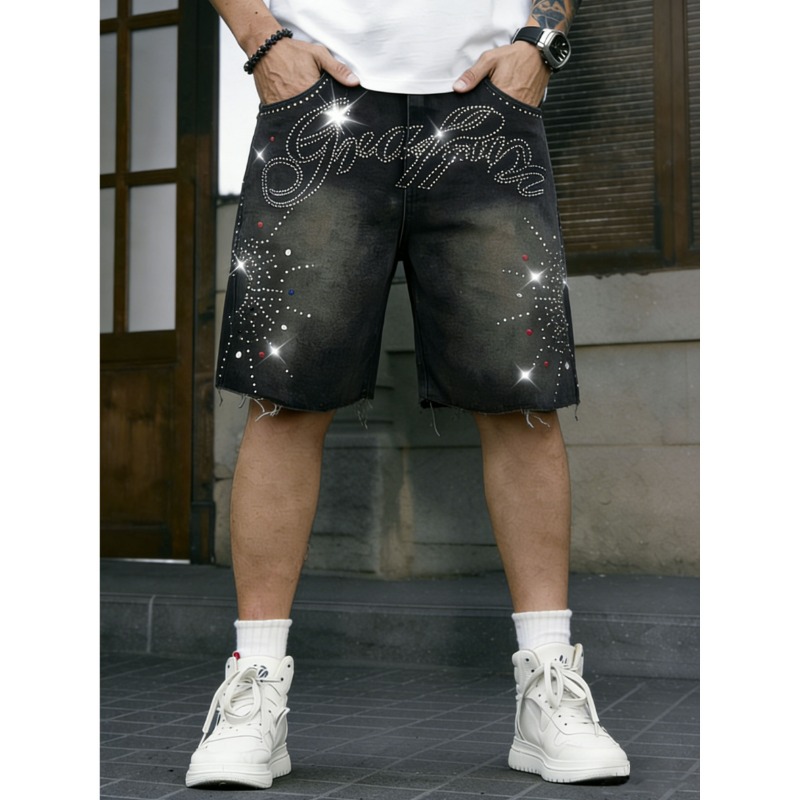 American Streetwear Men's Non- – Shorts Denim Frayed Bewertung und Preis
