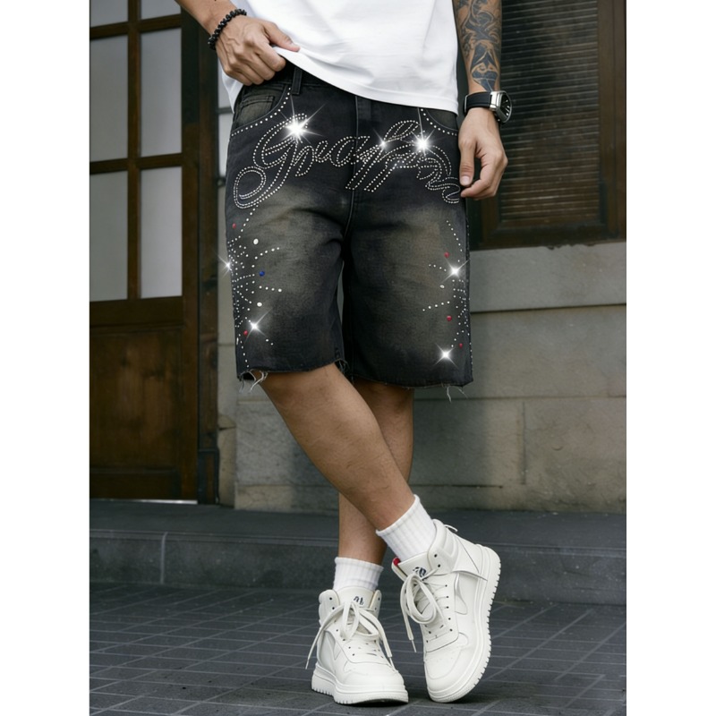 American Streetwear Men's Non- – Shorts Denim Frayed Bewertung und Preis