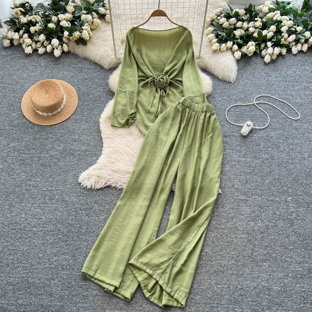 Two Pieces Women Pant Sets Sol – Linen Pant Wide Bewertung und Preis