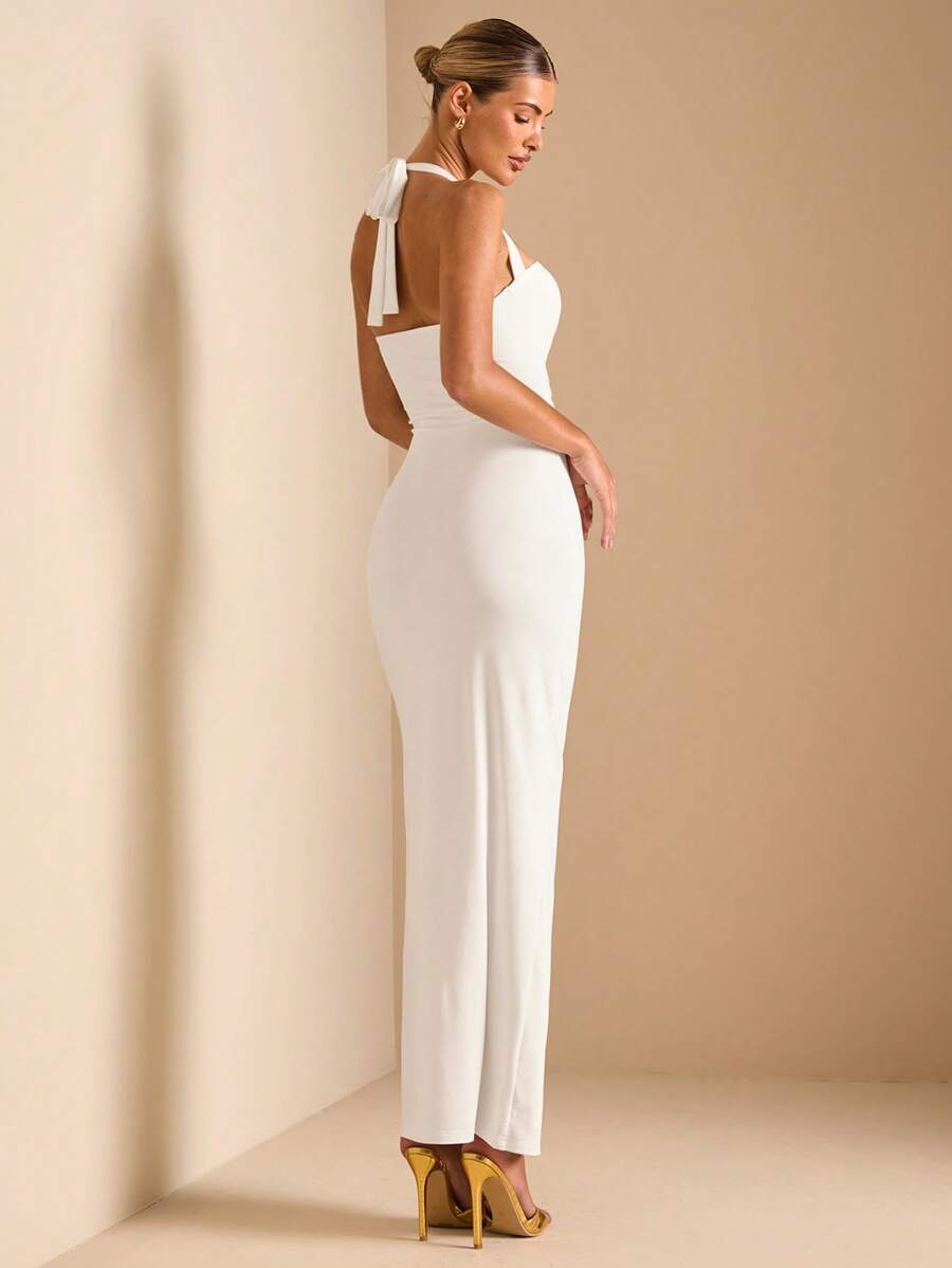 White Cut Out Halter Neck Fitt – Maxi Dress Halter Bewertung und Preis