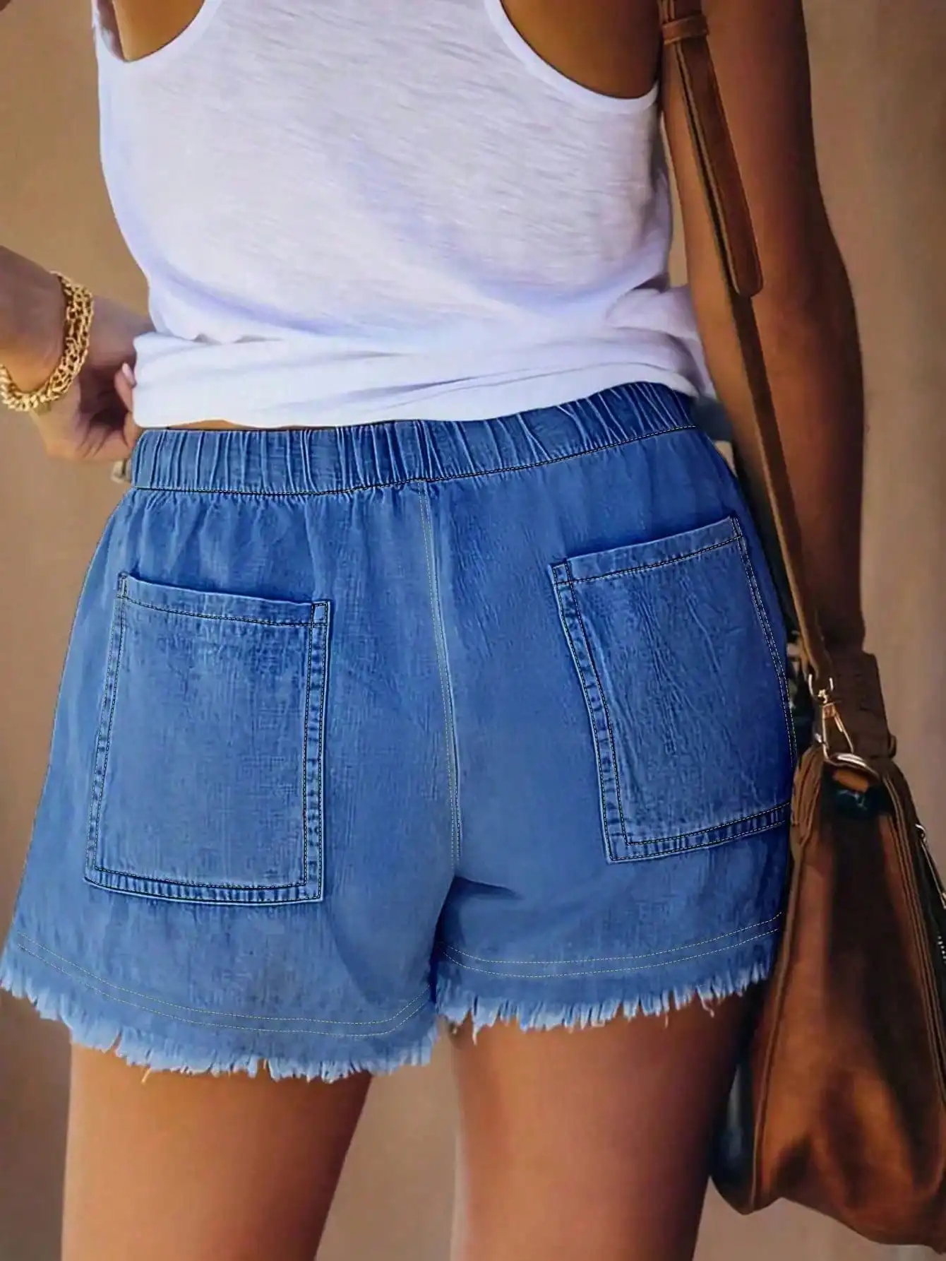 Women's Elastic Waist Frayed H – Shorts Denim Frayed Bewertung und Preis