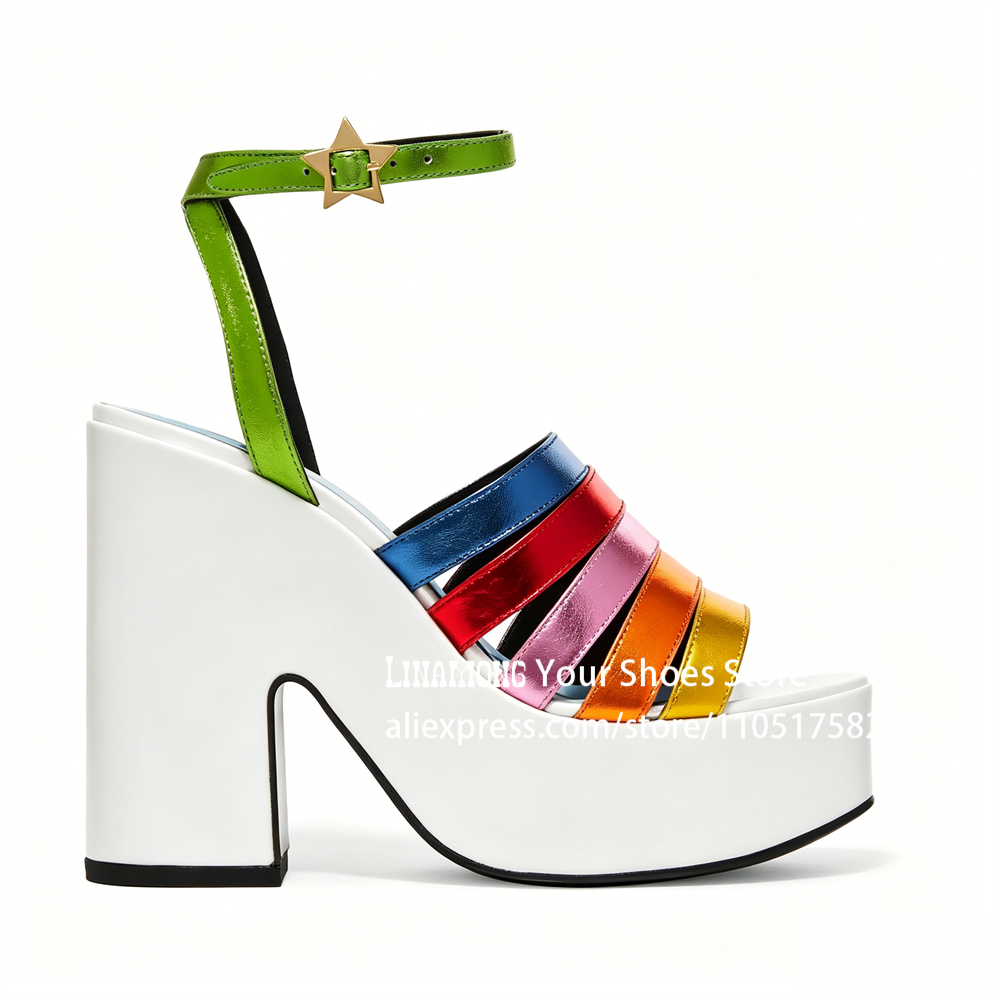 Multicolor Strappy Chunky Heel – Sandal Strappy Heeled Bewertung und Preis