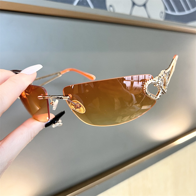 New Oval Cat Eye Frameless Mer – Sunglasses Cat Eye Bewertung und Preis