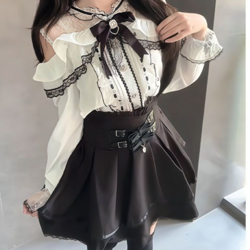 Japanese Gothic Y2k Lolita Sty – Blouse Off Shoulder Bewertung und Preis