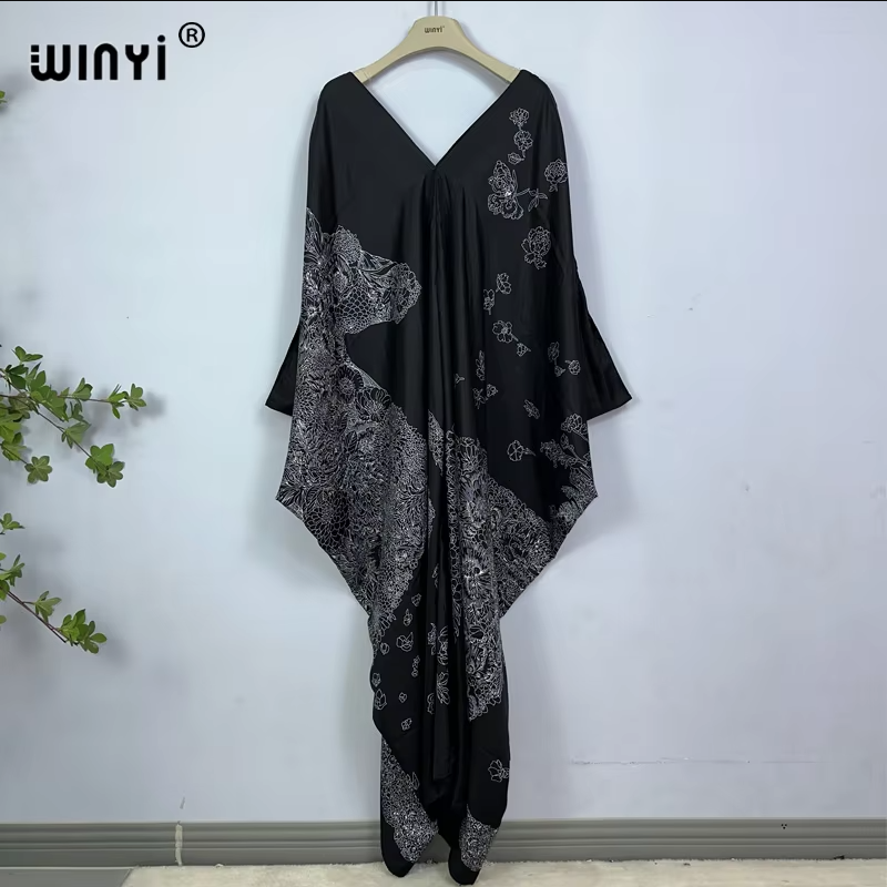 WINYI print summer maxi dress  – Cover Up Kaftan Bewertung und Preis