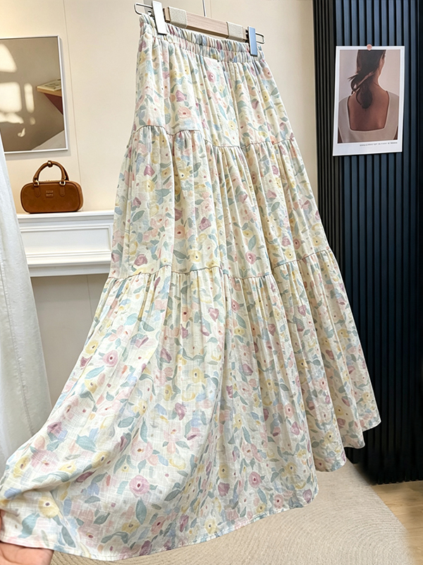 Summer Floral Print A-Line Mid – Midi Skirt Floral Bewertung und Preis