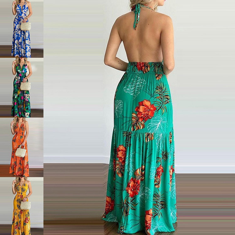 Floral Maxi Dress Long Backles – Maxi Dress Halter Bewertung und Preis