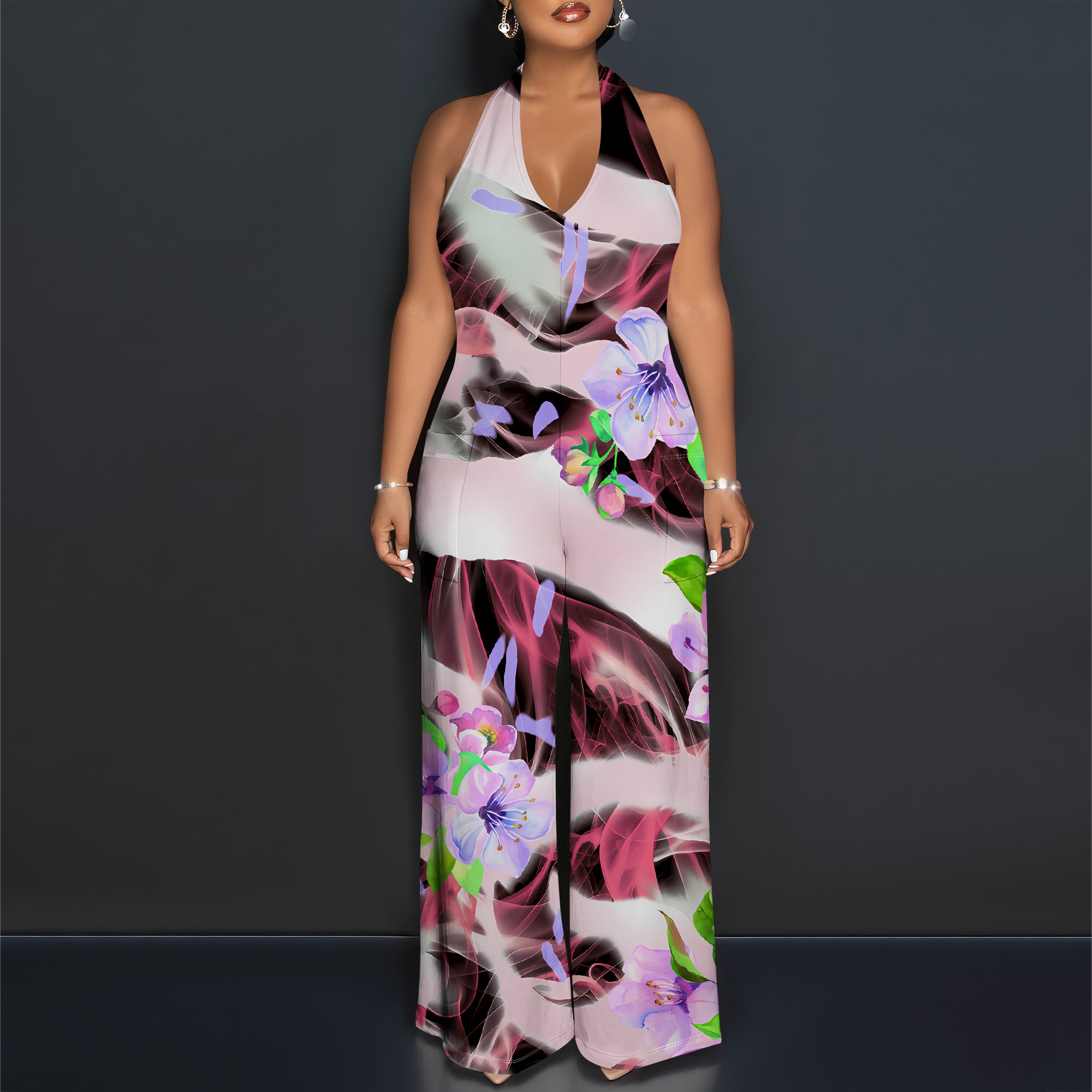 Floral Print Halter Jumpsuit - – Romper Floral Print Bewertung und Preis