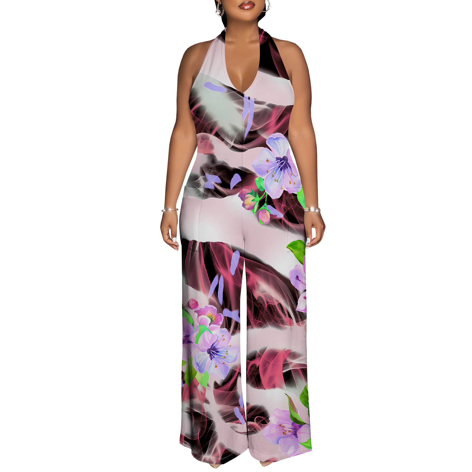 Floral Print Halter Jumpsuit - – Romper Floral Print Bewertung und Preis
