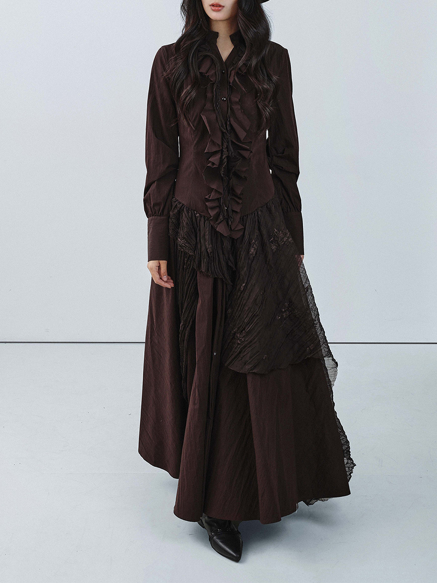 TWOTWINSTYLE Brown Spliced Fol – Linen Dress Wrap Bewertung und Preis