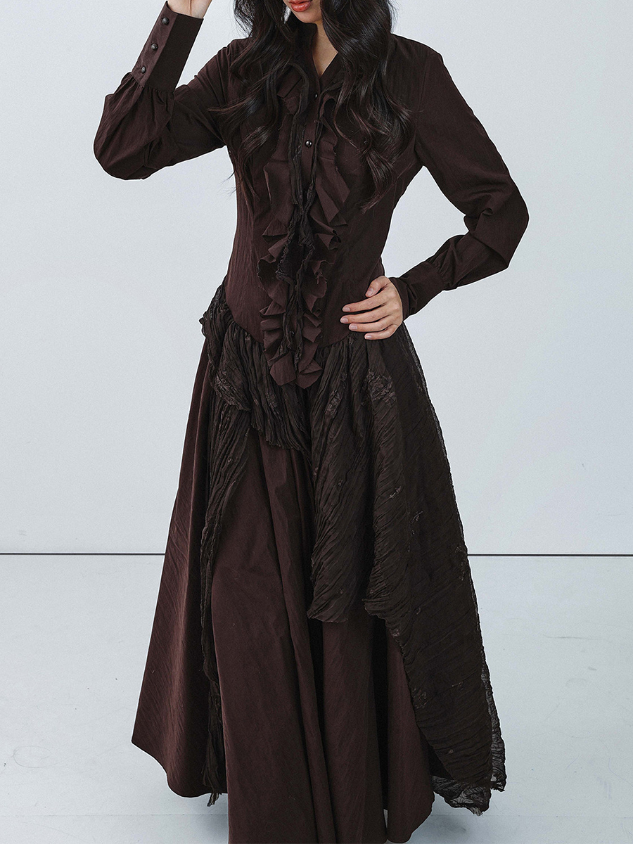 TWOTWINSTYLE Brown Spliced Fol – Linen Dress Wrap Bewertung und Preis