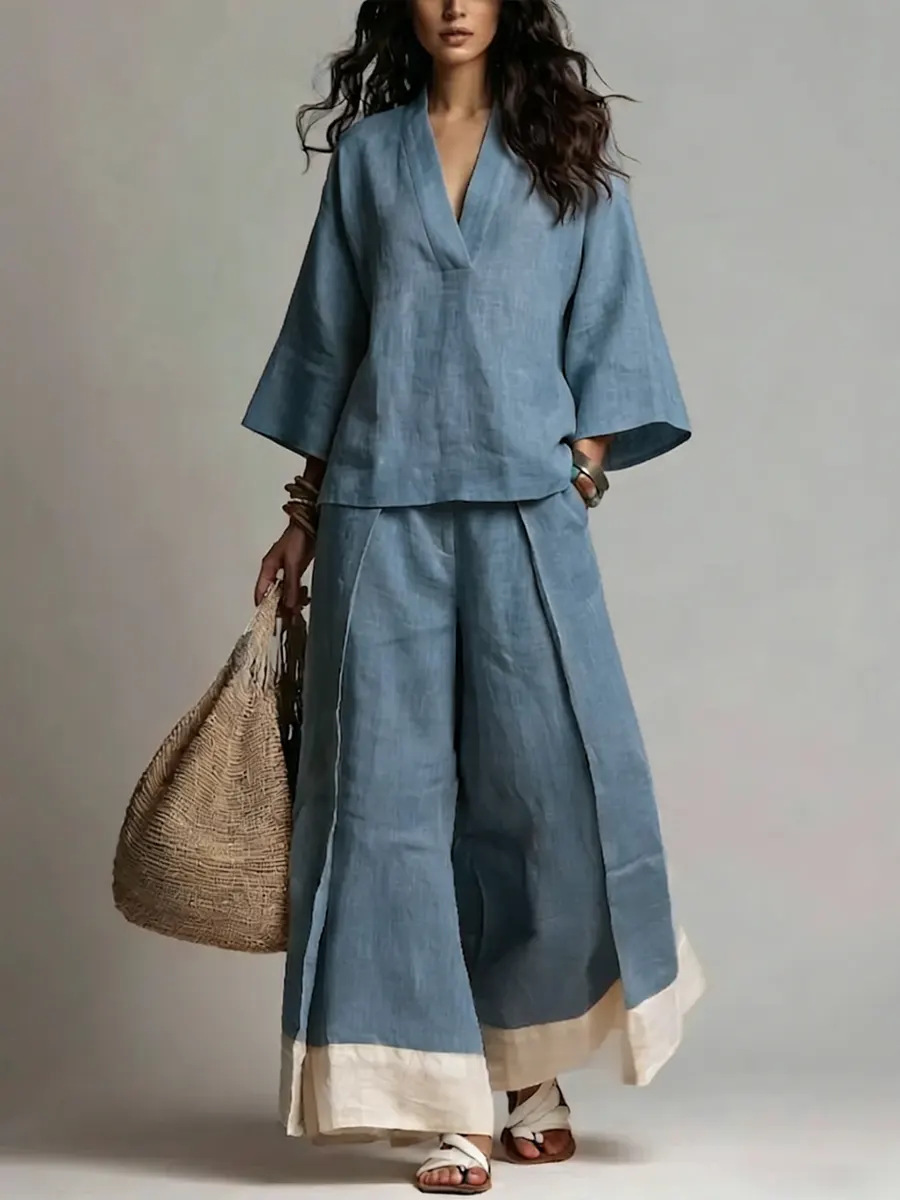 Summer Women V-neck Cotton Lin – Linen Pant Wide Bewertung und Preis