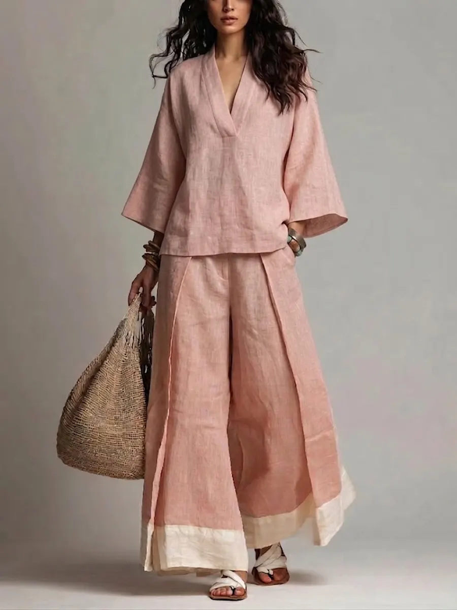 Summer Women V-neck Cotton Lin – Linen Pant Wide Bewertung und Preis