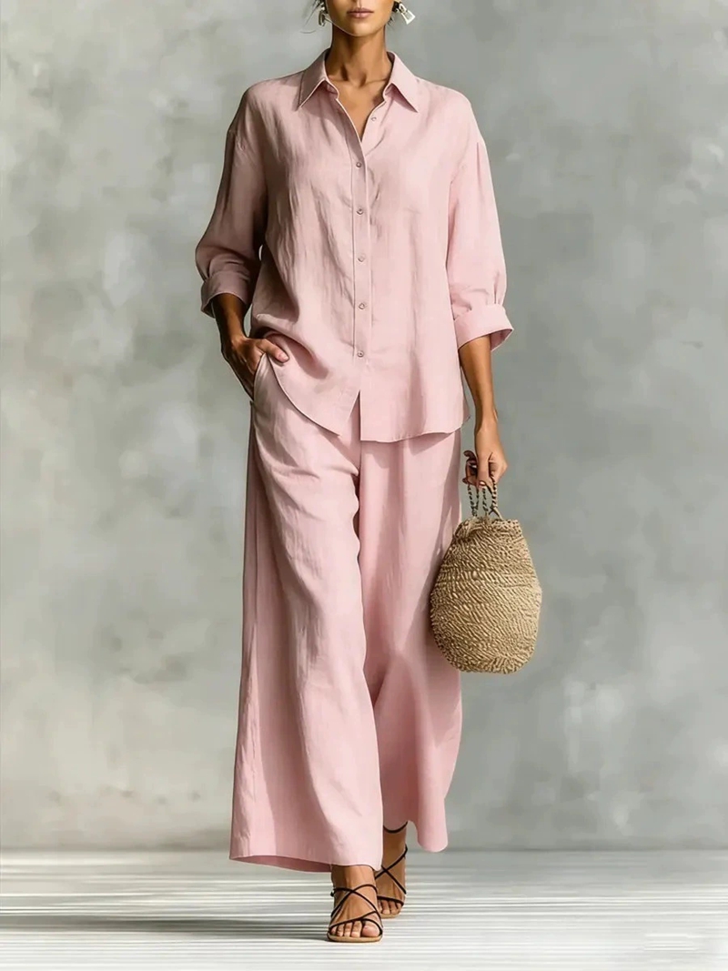 Women's New 7-Sleeve Shirt & W – Linen Pant Wide Bewertung und Preis