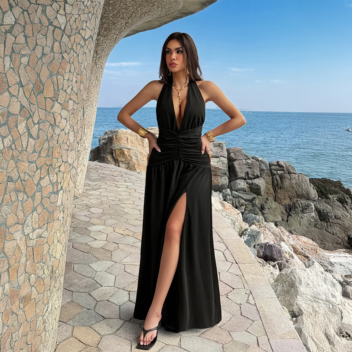 Women's Dress 2 Colors Halter  – Maxi Dress Halter Bewertung und Preis