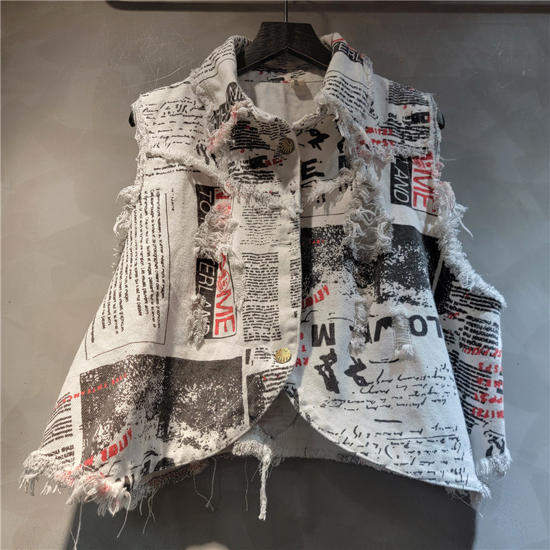 Chic Women Newspapers Letters  – Shorts Denim Frayed Bewertung und Preis