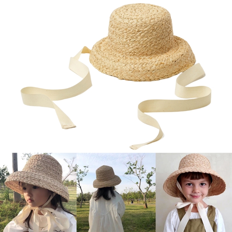 Handwoven Kids Straw  Cap Girl – Hat Floppy Wide Bewertung und Preis