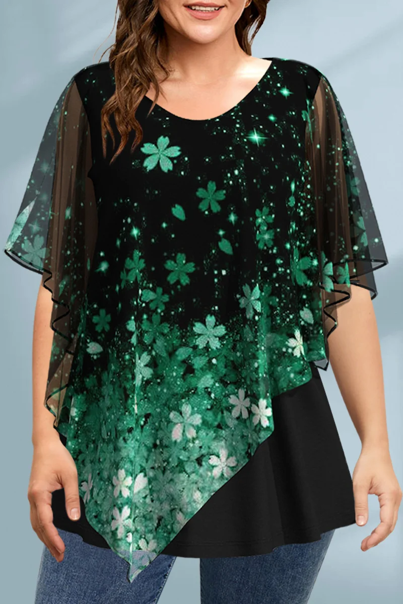 Women's Plus Size Blouse Chiff – Romper Floral Print Bewertung und Preis