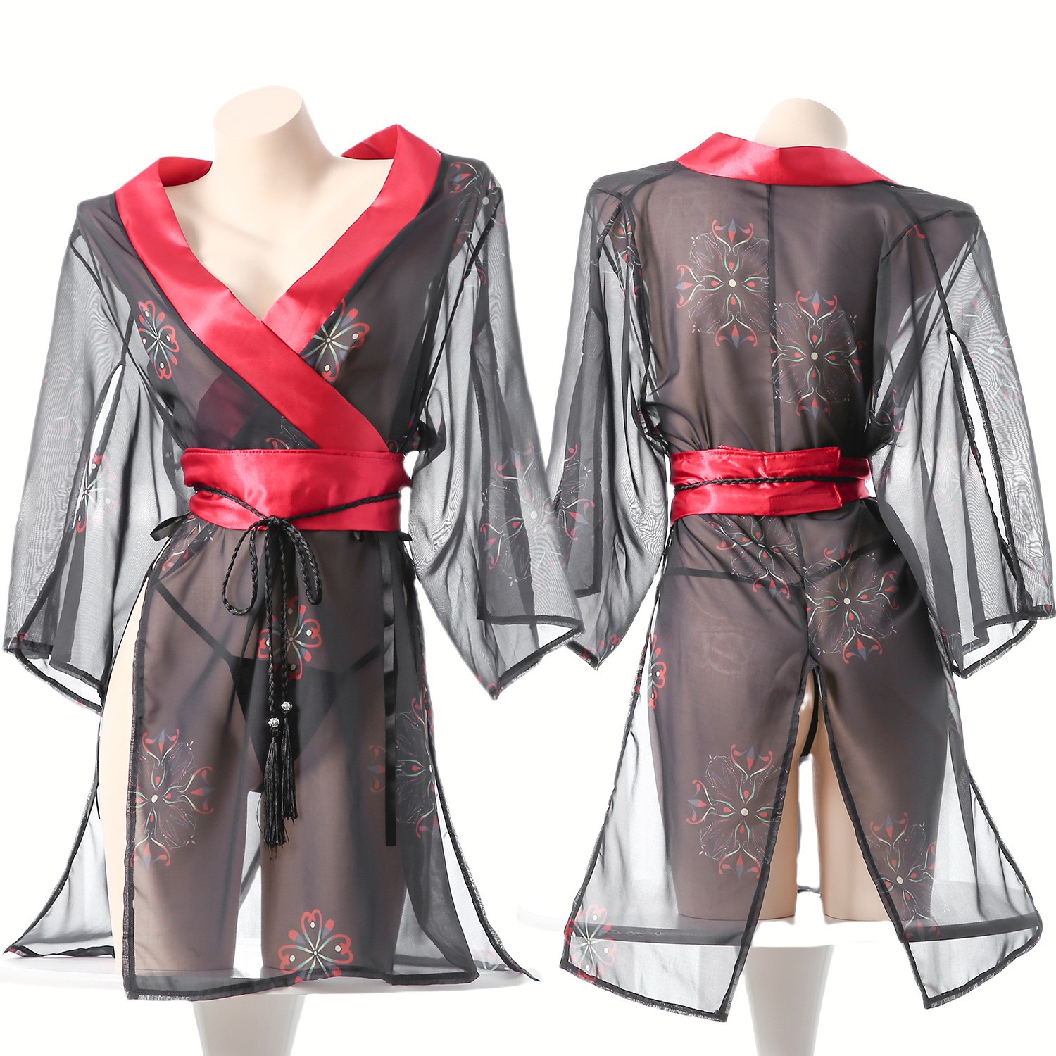 Women's Black Sheer Mesh Japan – Kimono Sheer Floral Bewertung und Preis