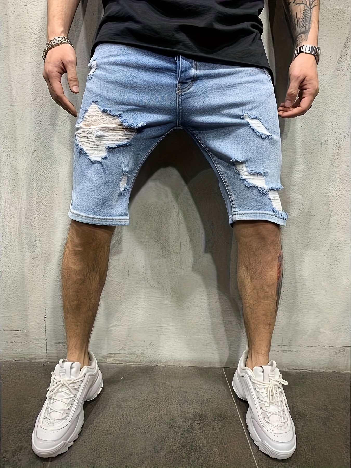 Men's Summer Breathable Ripped – Shorts Denim Frayed Bewertung und Preis