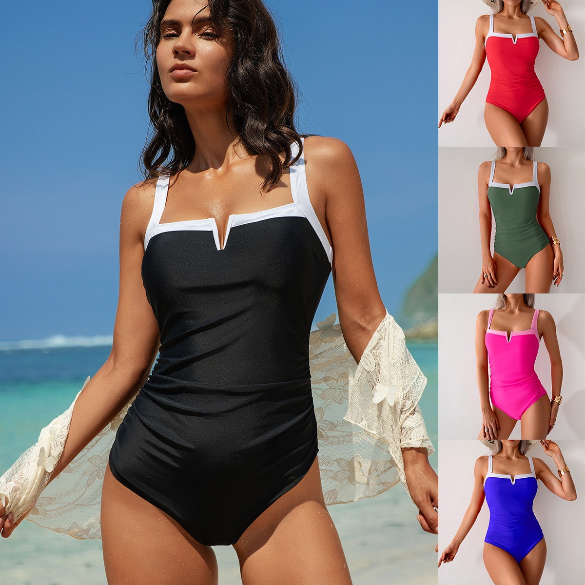 Swimwear Woman One Piece Swims – Swimsuit Bikini Ruched Bewertung und Preis