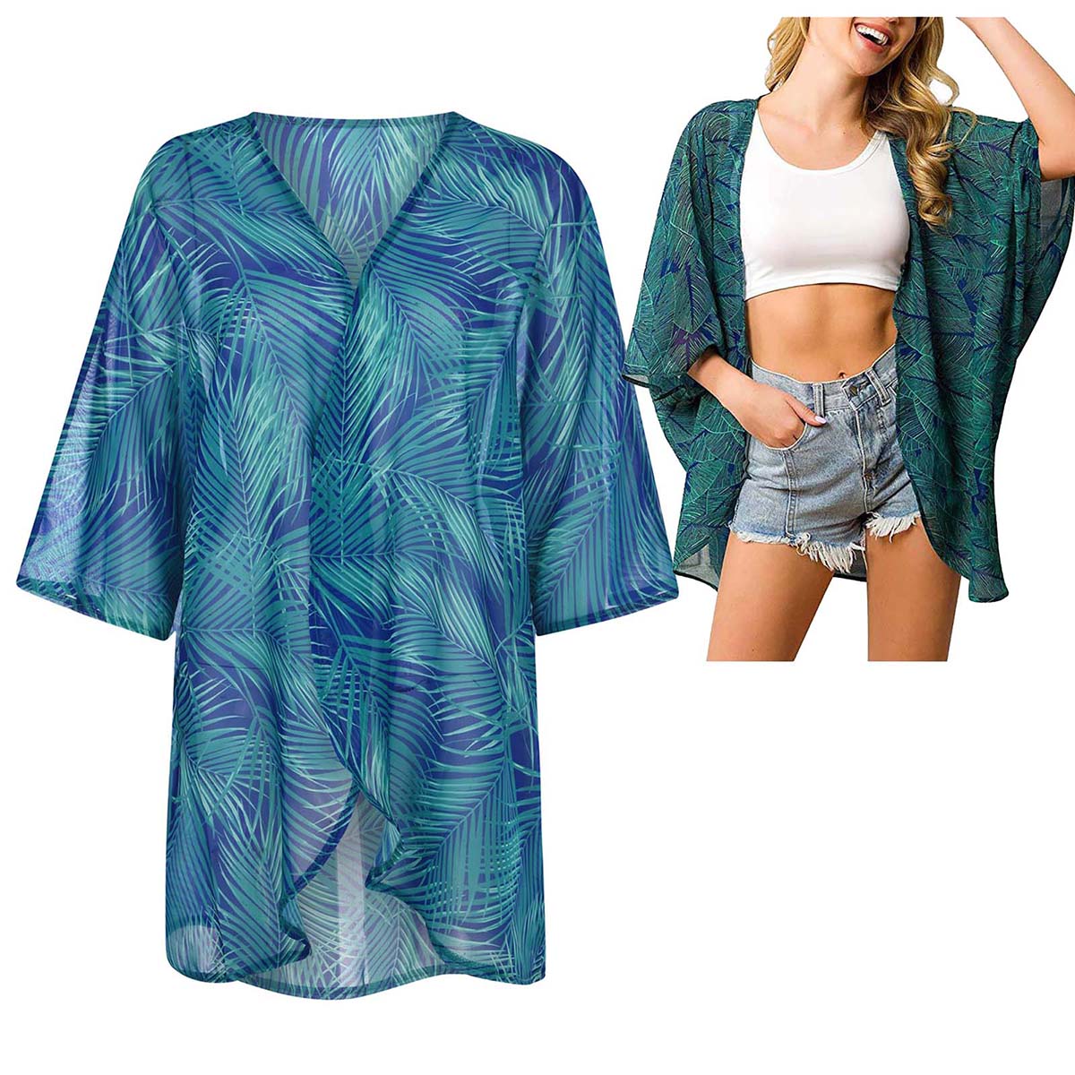 Women's Loose Sheer Chiffon Ki – Kimono Sheer Floral Bewertung und Preis