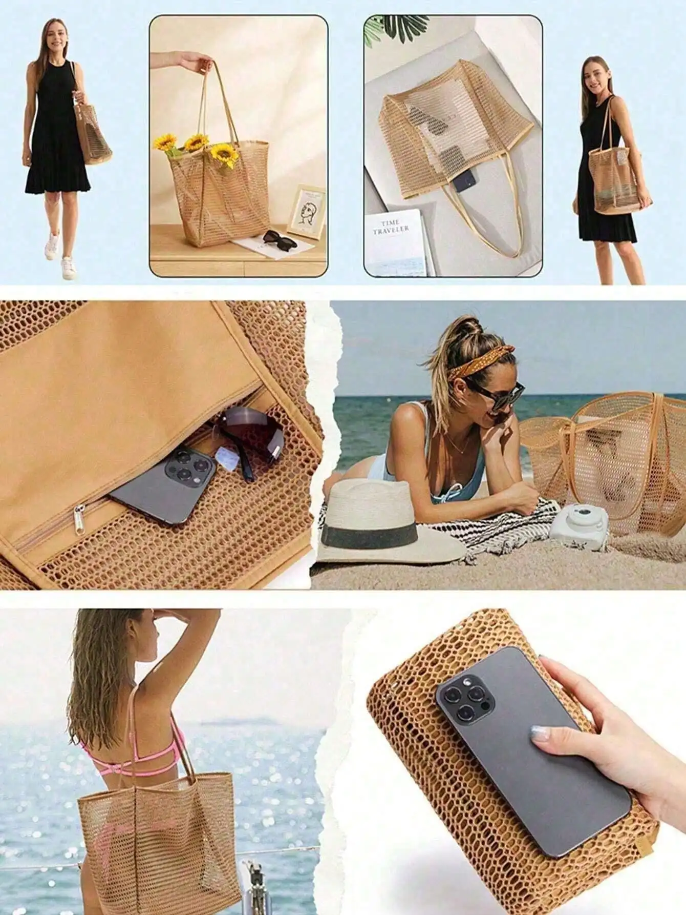 1pc Mesh Beach Tote Bag, Outdo – Tote Bag Beach Bewertung und Preis