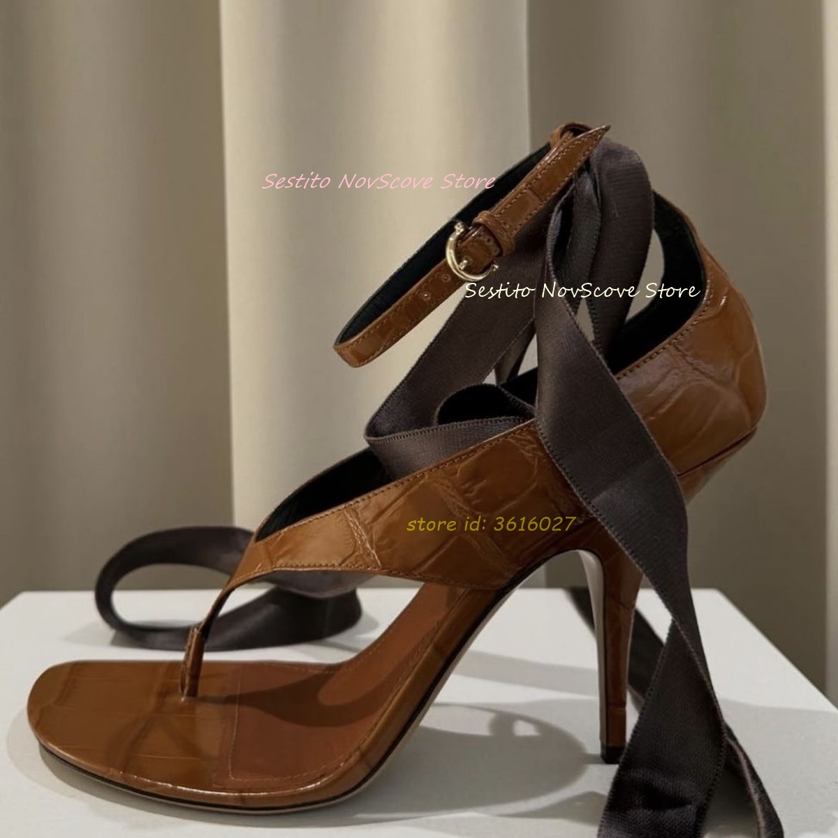 Brown Open Toe Lace Up Sandals – Cover Up Kaftan Bewertung und Preis