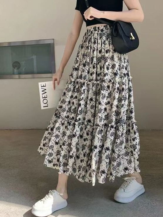 Floral Print A-Line Midi Skirt – Midi Skirt Floral Bewertung und Preis